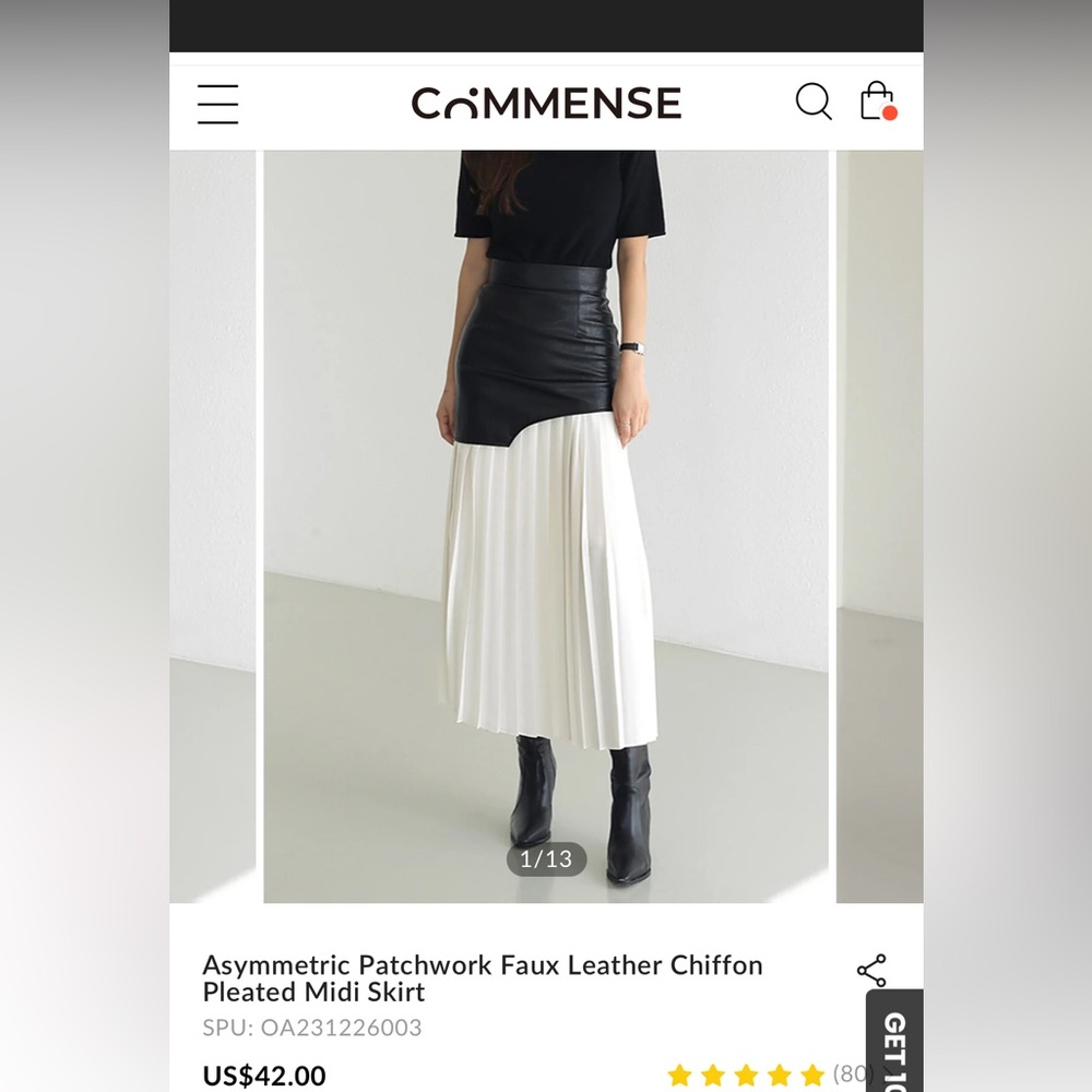 Super stylish Asymmetrical skirt, leather and chiffon